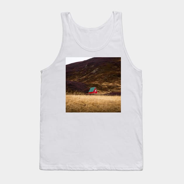 Bright Red Cabin in North Iceland Tank Top by Danny Wanders